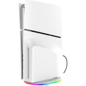 iPega P5S035SA vertikálny stojan s USB-A a RGB pre PS5 Slim/PS5 Pre biely